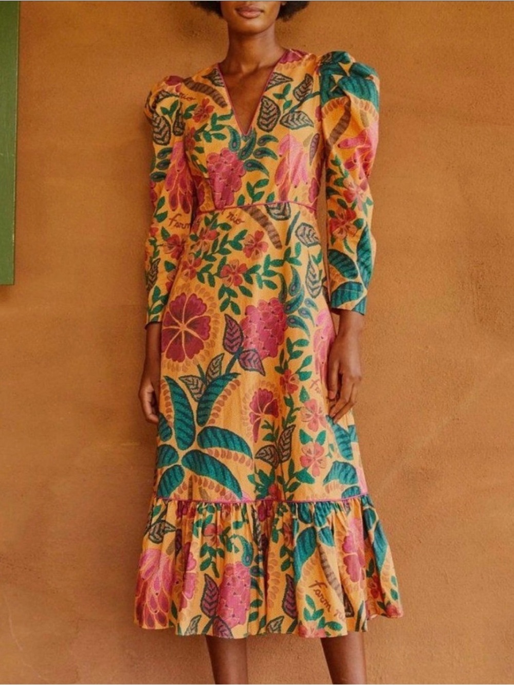 Farm Rio Floral-Print Cotton-Poplin Midi Dress
